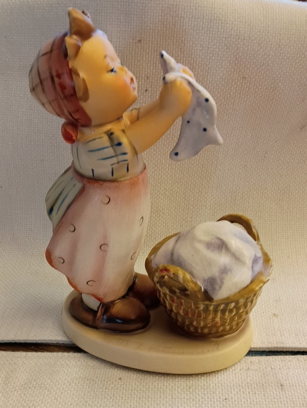 Goebel Porcelain Maker's Mark Hummel, 6 Inches, Old Mark, "Wash Day" Pristine